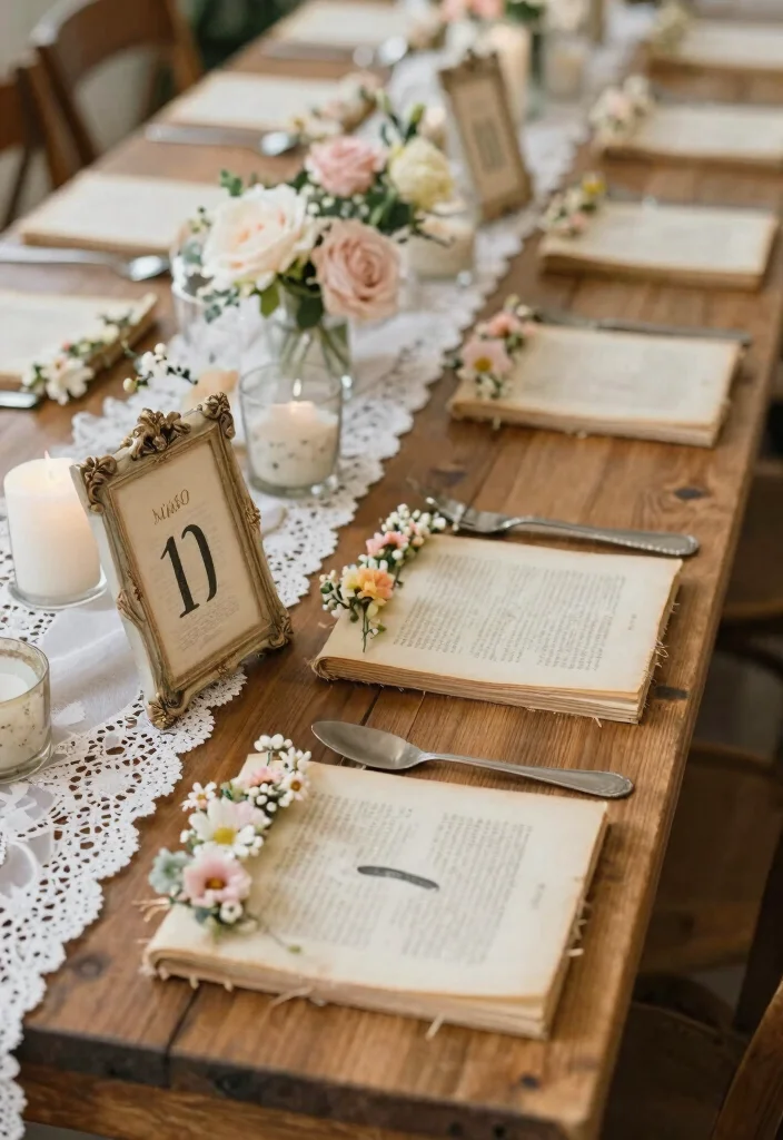 16 Wedding Table Numbers 2026 Trending Ideas That Feel Creative - 2. Vintage Book Page Numbers 1