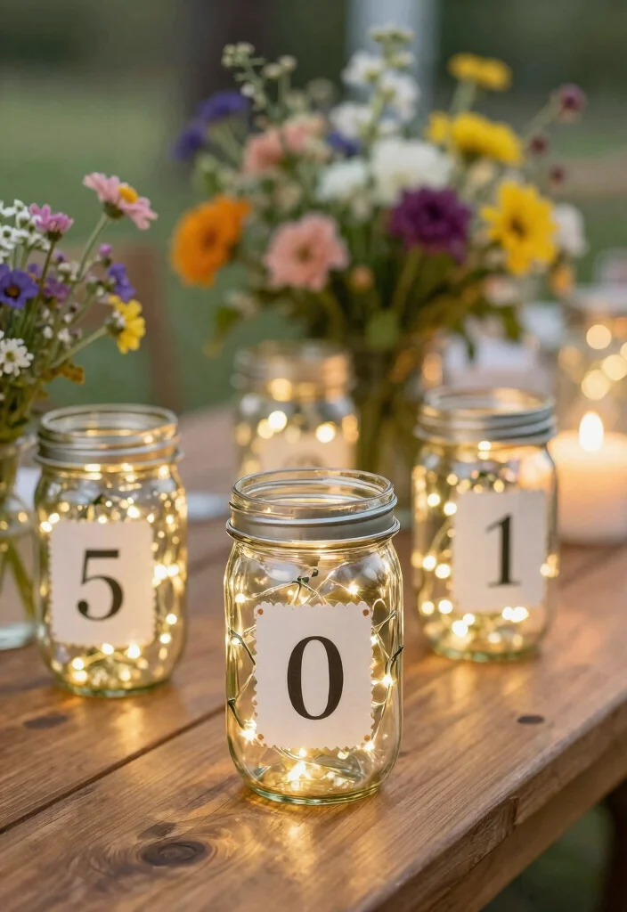 16 Wedding Table Numbers 2026 Trending Ideas That Feel Creative - 3. Mason Jar Table Numbers 1