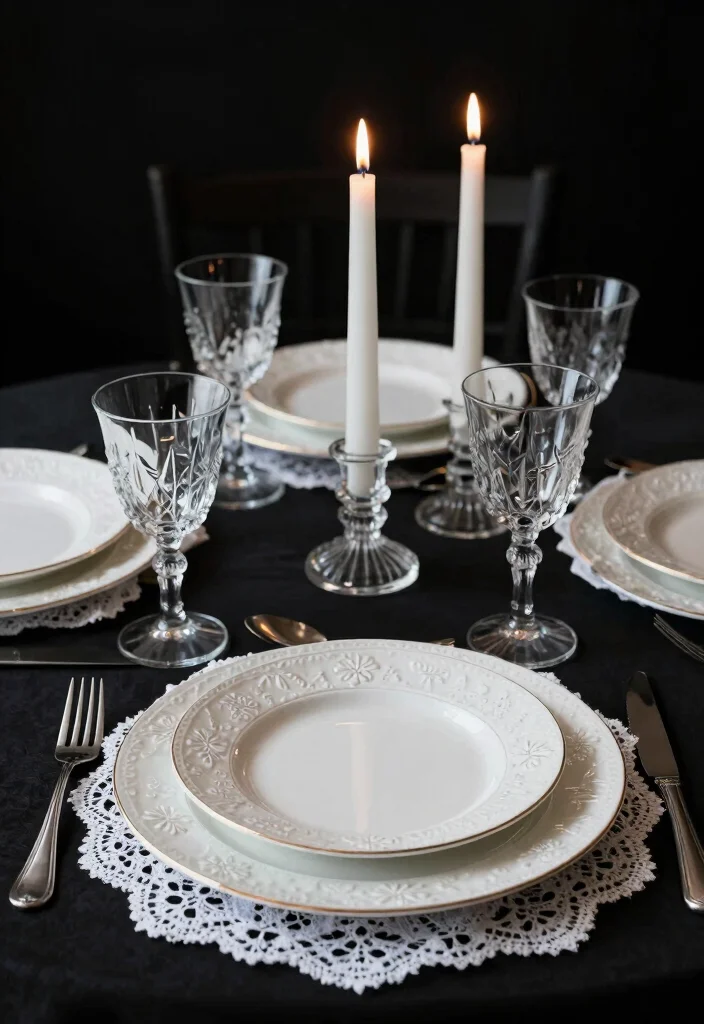 17 Black Wedding Table Setting Ideas With Bold Elegance - 14. Intricate Black Table Settings 1
