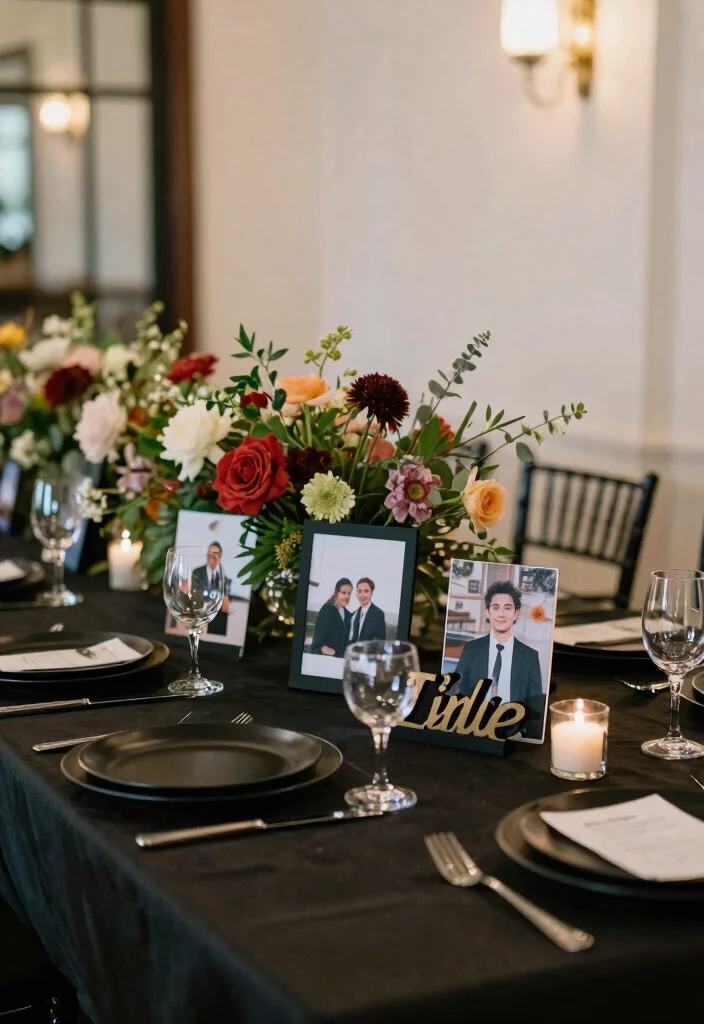 17 Black Wedding Table Setting Ideas With Bold Elegance - 17. Personalized Black Decor 1