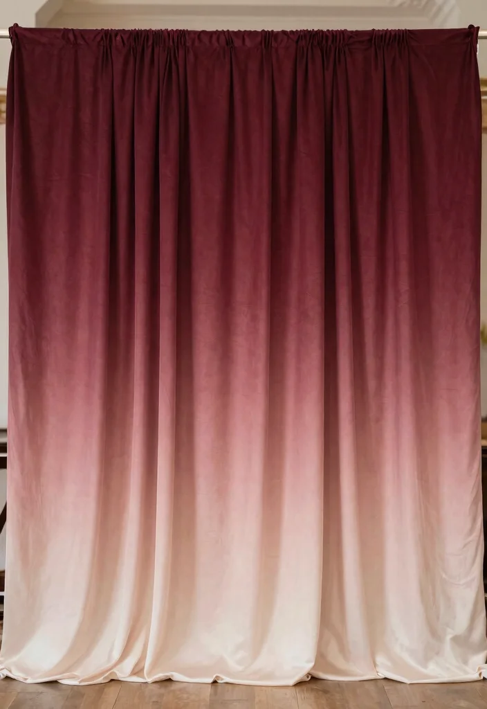 17 Burgundy Wedding Backdrop Ideas With Rich Romantic Vibes - 14. Burgundy and Blush Ombre Backdrop 1