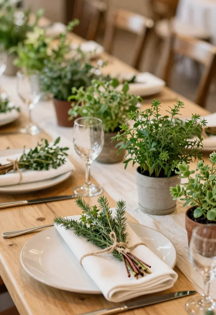 17 Decorations for Wedding Reception Ideas That Impress Guests - 14. Seasonal Herbs as Decor 1