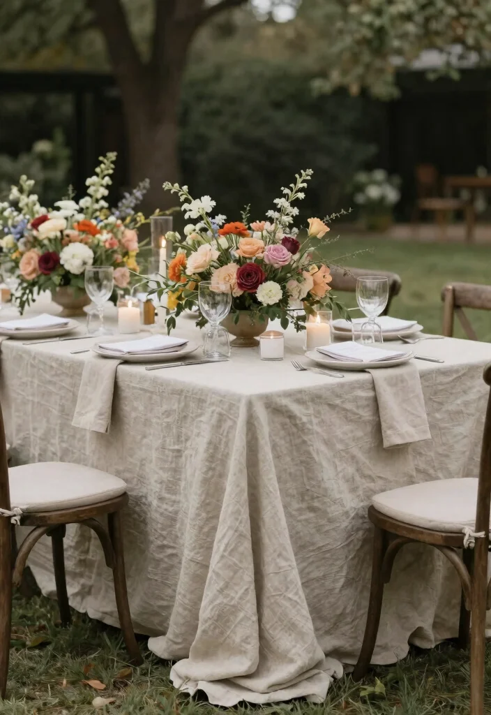 17 Decorations for Wedding Reception Ideas That Impress Guests - 6. Natural Fabrics for Table Settings 1