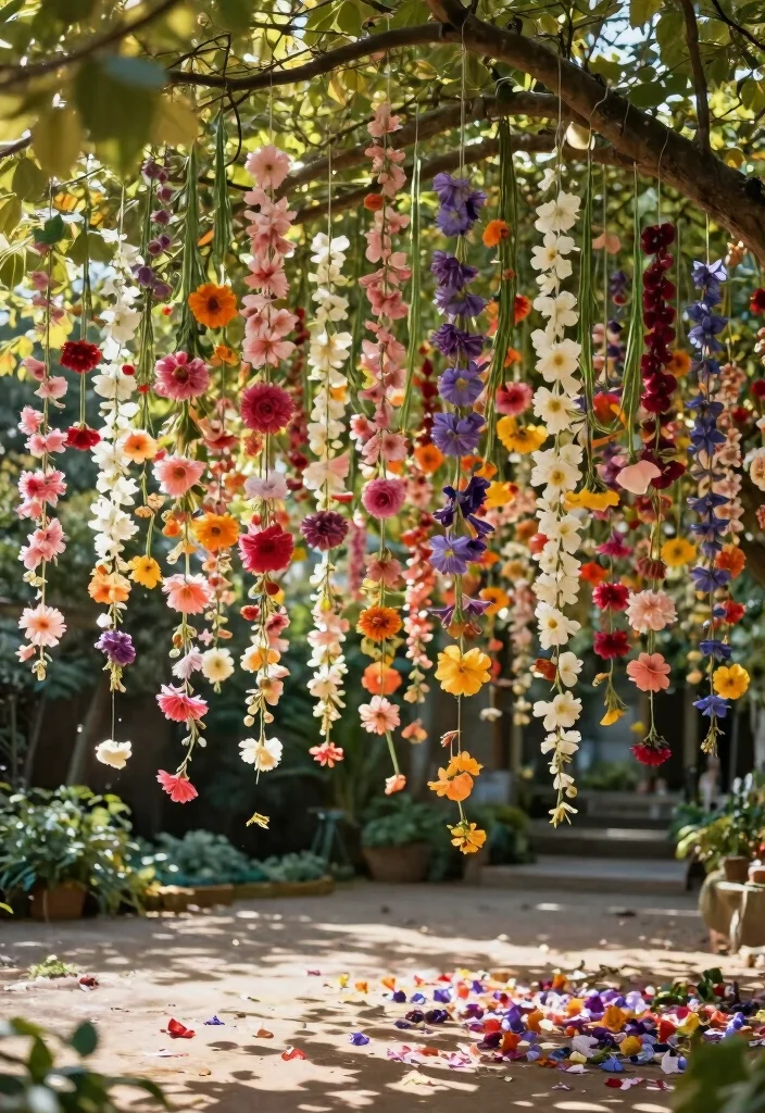 17 Garden Wedding Backdrop Ideas With Natural Romance - 10. Hanging Flower Installations 1
