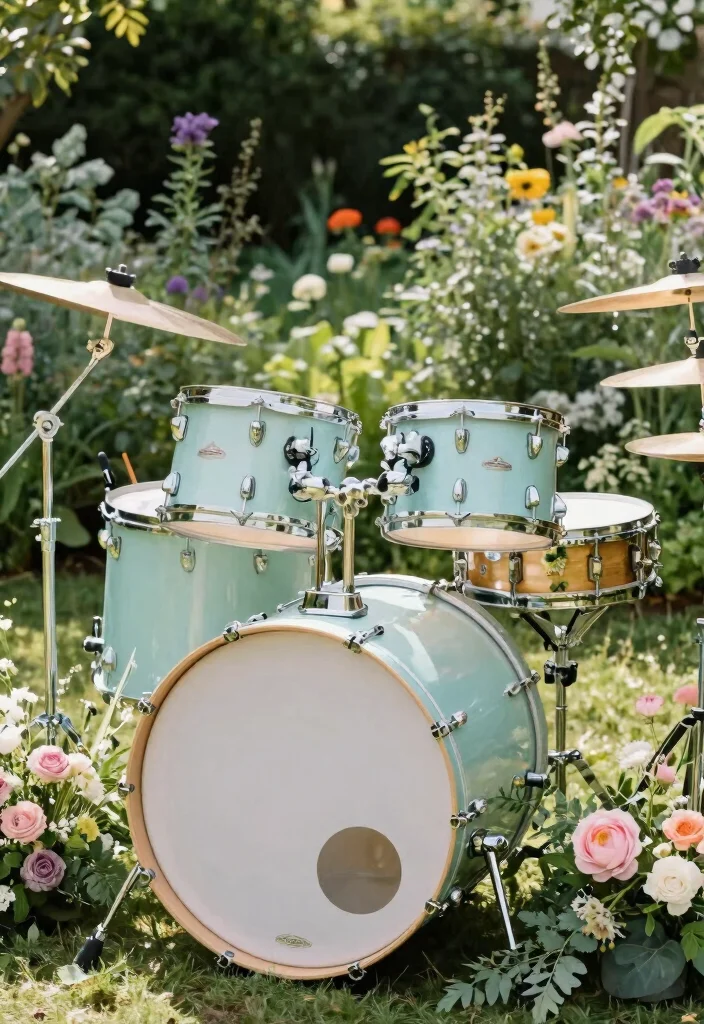 17 Garden Wedding Backdrop Ideas With Natural Romance - 11. Vintage Drum Kits 1