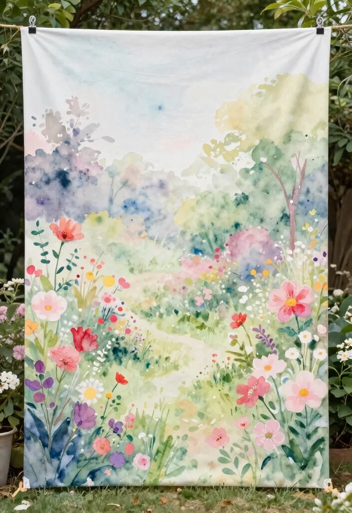 17 Garden Wedding Backdrop Ideas With Natural Romance - 12. Painted Canvas Backdrops 1