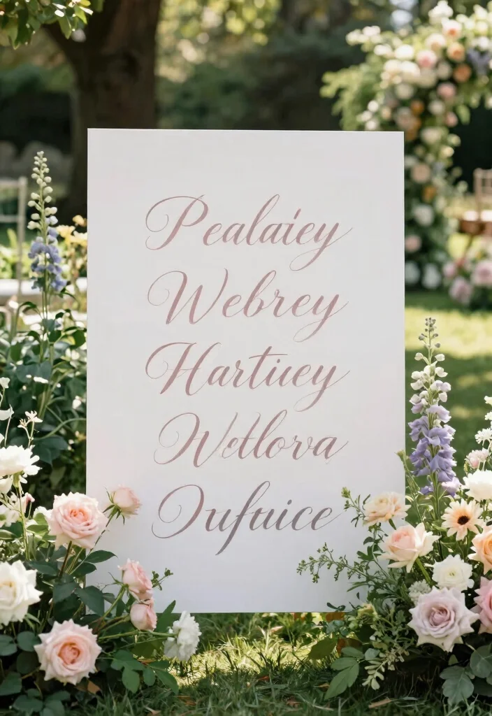 17 Garden Wedding Backdrop Ideas With Natural Romance - 14. Handwritten Signages 1