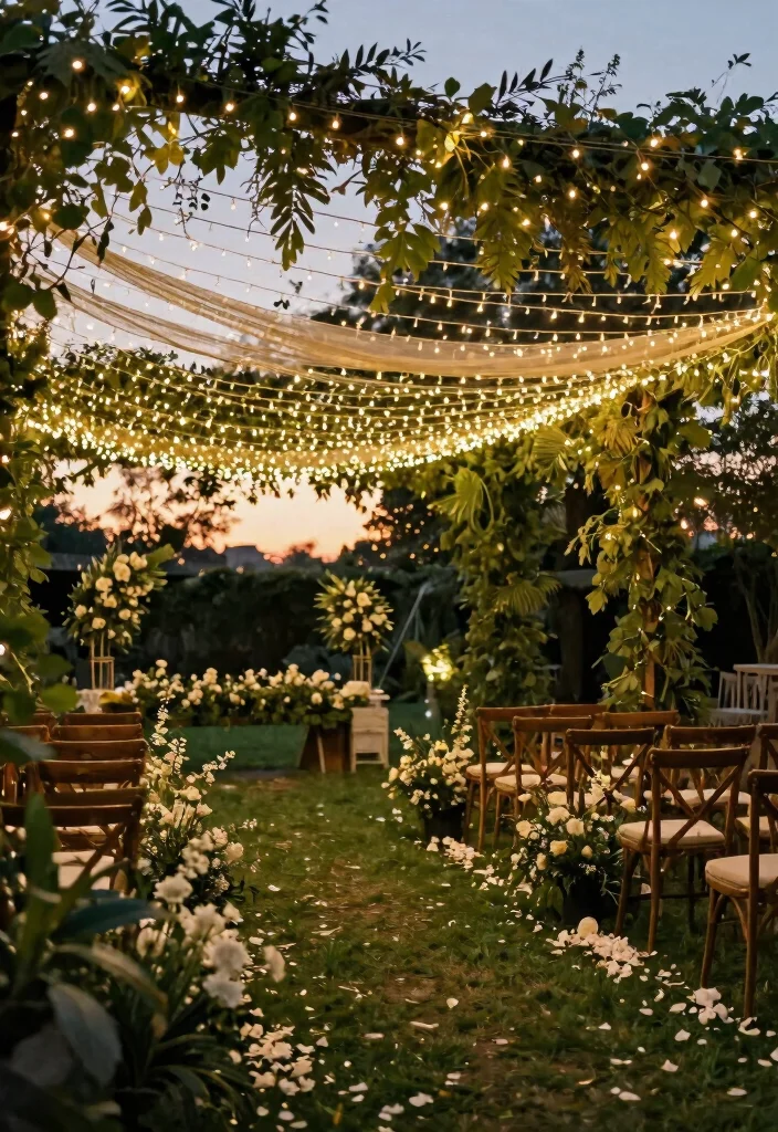 17 Garden Wedding Backdrop Ideas With Natural Romance - 6. Fairy Light Canopies 1