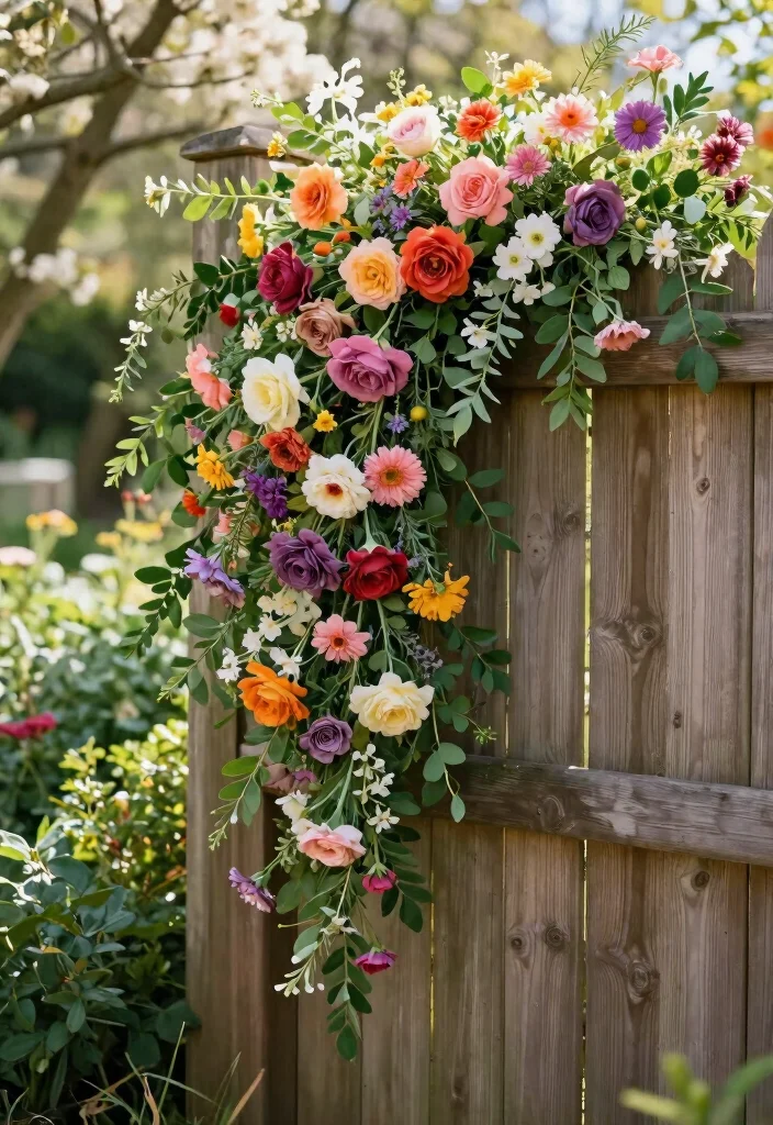 17 Garden Wedding Backdrop Ideas With Natural Romance - 9. Cascading Floral Garlands 1
