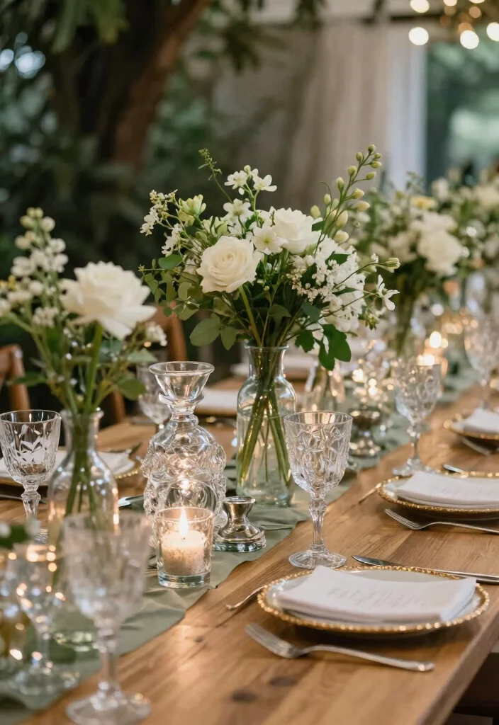 17 Luxury Wedding Decor Reception Decorations Ideas That Shine - 16. Recycled Glass Decor 1