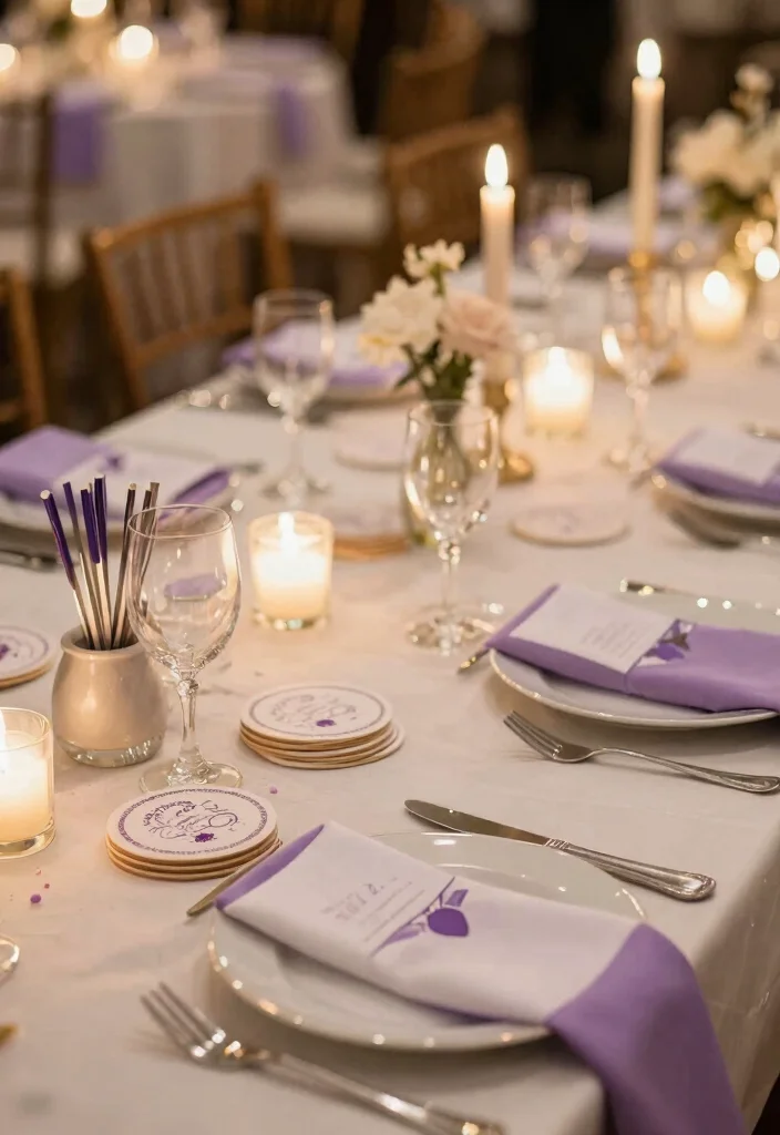 17 Purple and White Wedding Decorations Ideas With Soft Elegance - 17. Final Touches 1