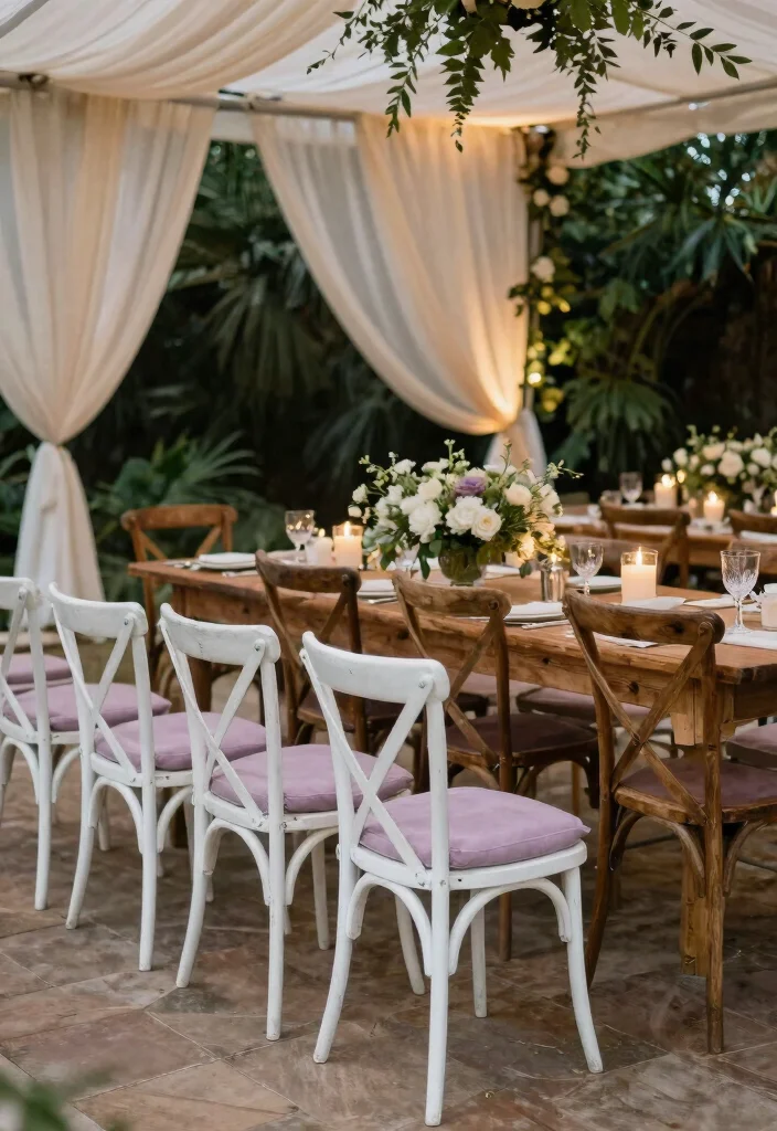 17 Purple and White Wedding Decorations Ideas With Soft Elegance - 6. Unique Seating Arrangements 1