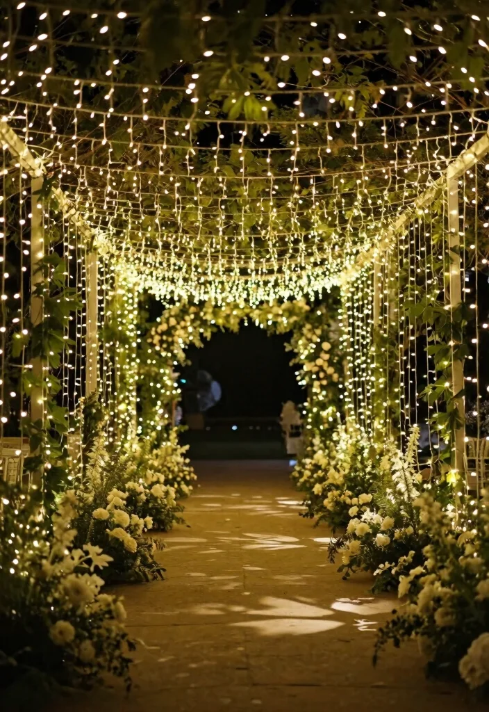 17 Wedding Decorations Entrance Ideas That Wow From First Look - 5. Fairy Light Canopies 1