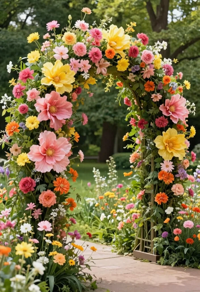 17 Wedding Decorations Entrance Ideas That Wow From First Look - 7. Bold Floral Arches 1