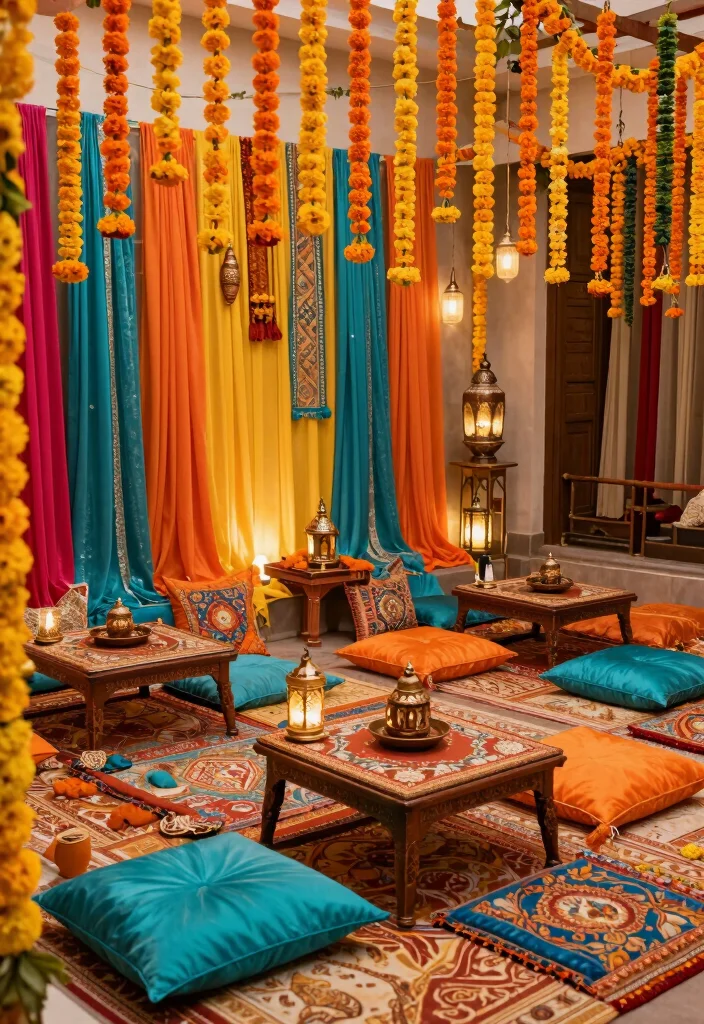17 Wedding Room Decorations Pakistani Ideas With Rich Detail - 11. Traditional Mehndi Decor 1