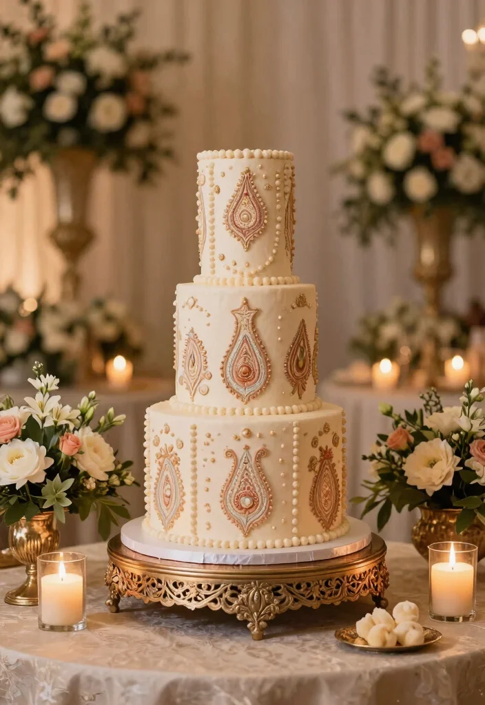 17 Wedding Room Decorations Pakistani Ideas With Rich Detail - 8. Beautiful Cake Display 1
