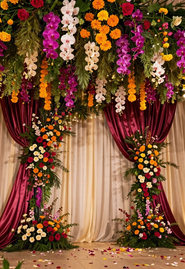 17 Wedding Stage Decorations Indian Ideas With Regal Touch - 1. Majestic Floral Cascades 1