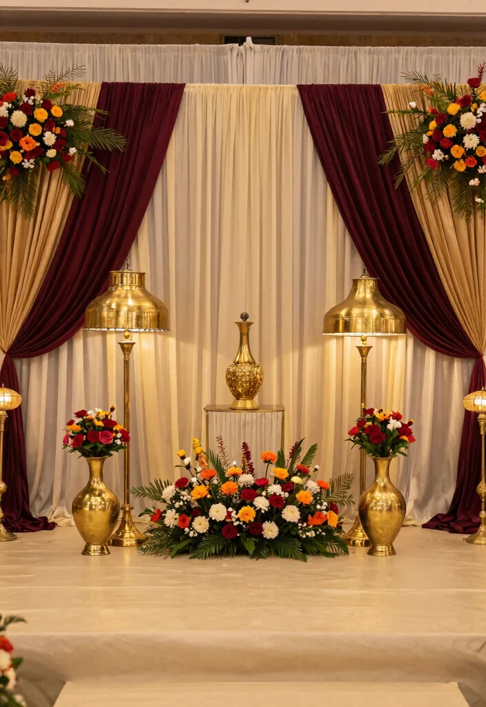 17 Wedding Stage Decorations Indian Ideas With Regal Touch - 15. Traditional Brass Elements 1