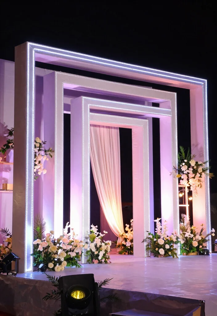 17 Wedding Stage Decorations Indian Ideas With Regal Touch - 16. Illuminated Frame Structures 1