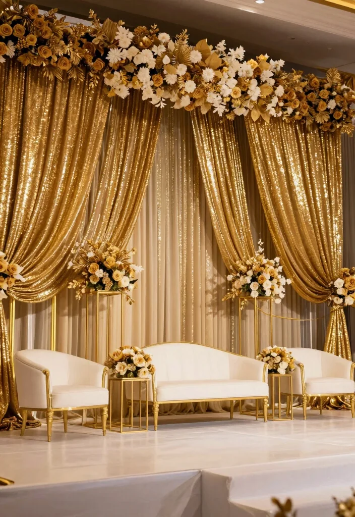 17 Wedding Stage Decorations Indian Ideas With Regal Touch - 5. Glamorous Gold Accents 1