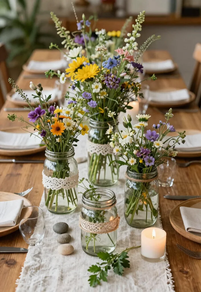 17 Wedding Table Decoration Ideas That Look Elegant - 1. Vintage Glass Jar Centerpieces 1