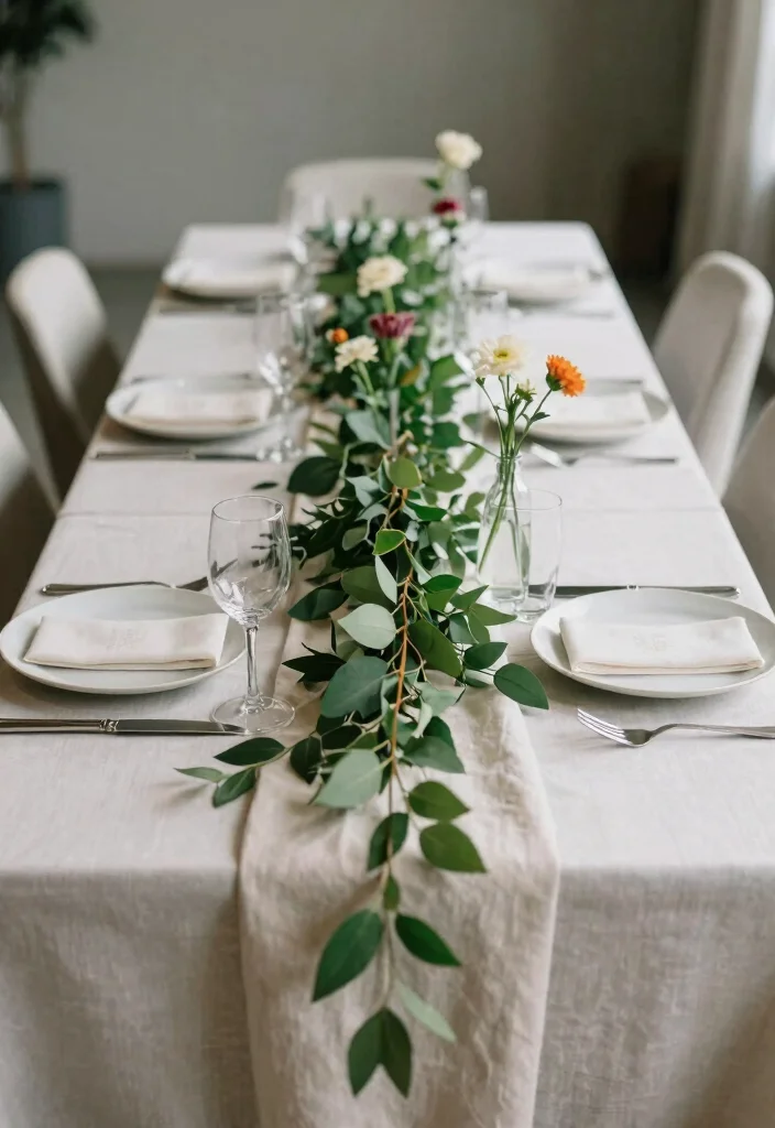 17 Wedding Table Decoration Ideas That Look Elegant - 12. Minimalist Decor with Greenery 1