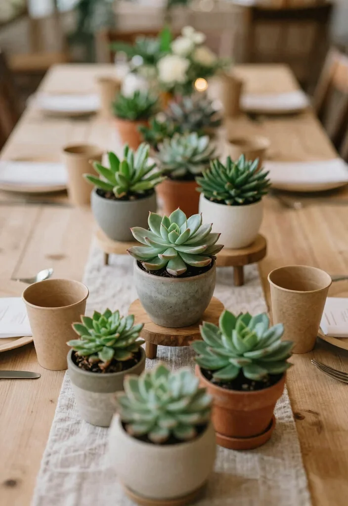 17 Wedding Table Decoration Ideas That Look Elegant - 2. Potted Plants for Sustainable Elegance 1