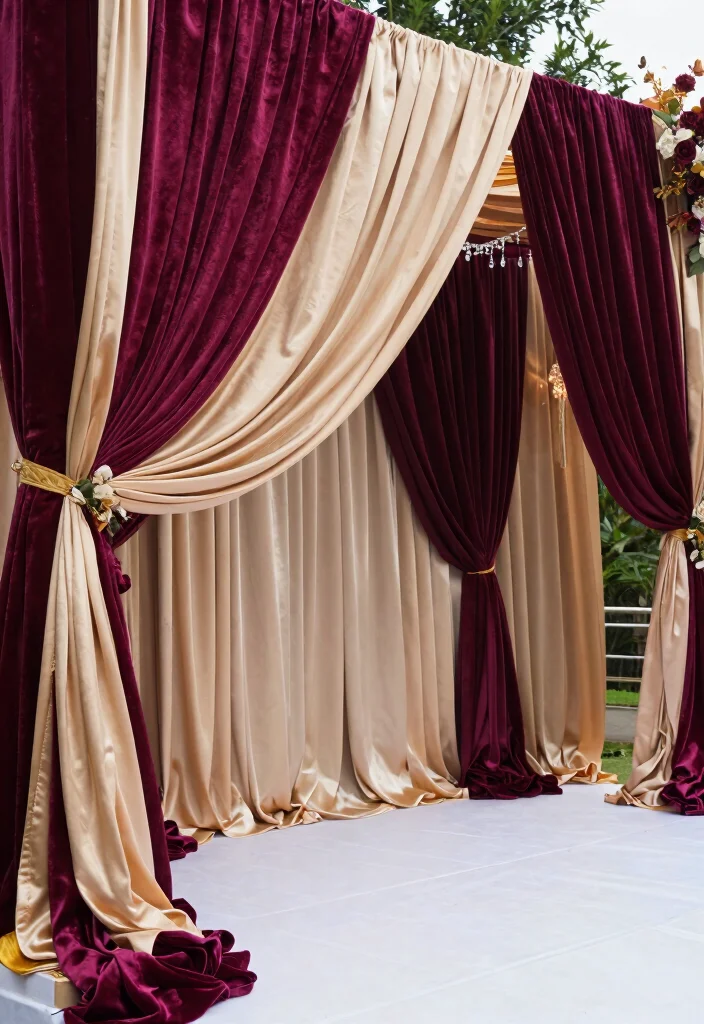 18 Big Stage Decorations Wedding Ideas With Grand Impact 42 18 Big Stage Decorations Wedding Ideas With Grand Impact - 12. Luxe Fabrics 1