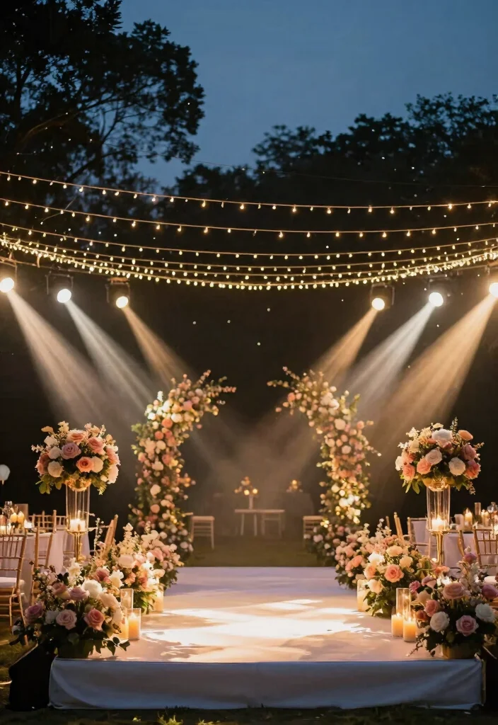 18 Big Stage Decorations Wedding Ideas With Grand Impact 14 18 Big Stage Decorations Wedding Ideas With Grand Impact - 4. Dramatic Lighting 1