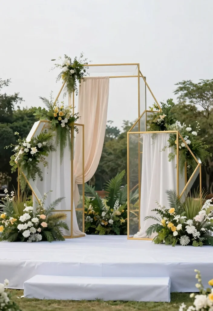 18 Big Stage Decorations Wedding Ideas With Grand Impact 26 18 Big Stage Decorations Wedding Ideas With Grand Impact - 6. Geometric Structures 1