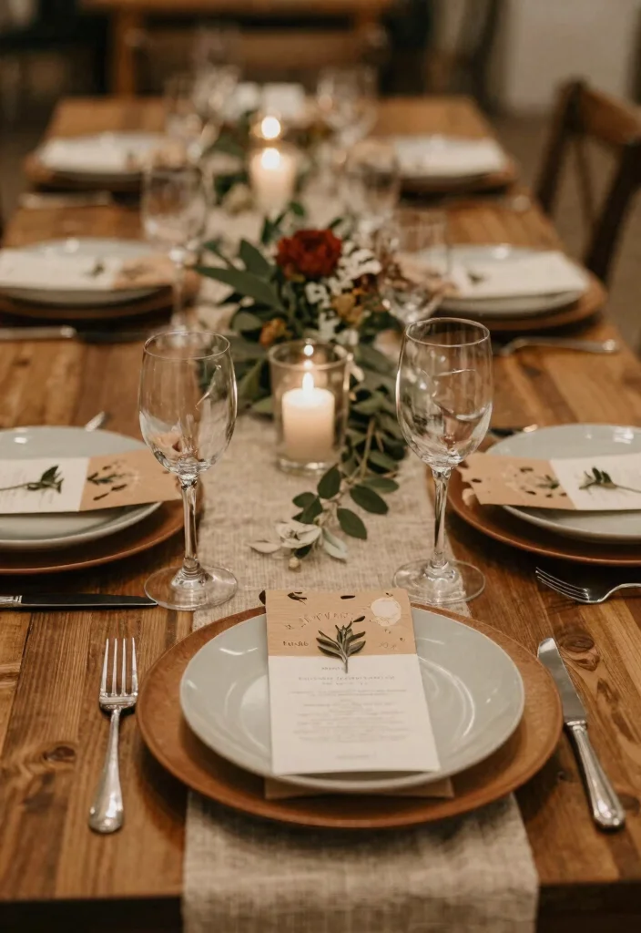 18 Fall Wedding Table Decorations Ideas With Autumn Warmth - 13. Earthy Color Palette with Biodegradable Elements 1