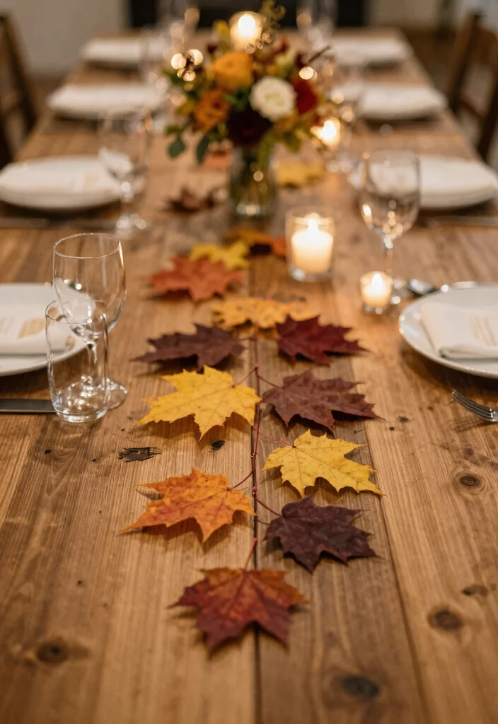 18 Fall Wedding Table Decorations Ideas With Autumn Warmth - 16. Simple Leaf Accents 1