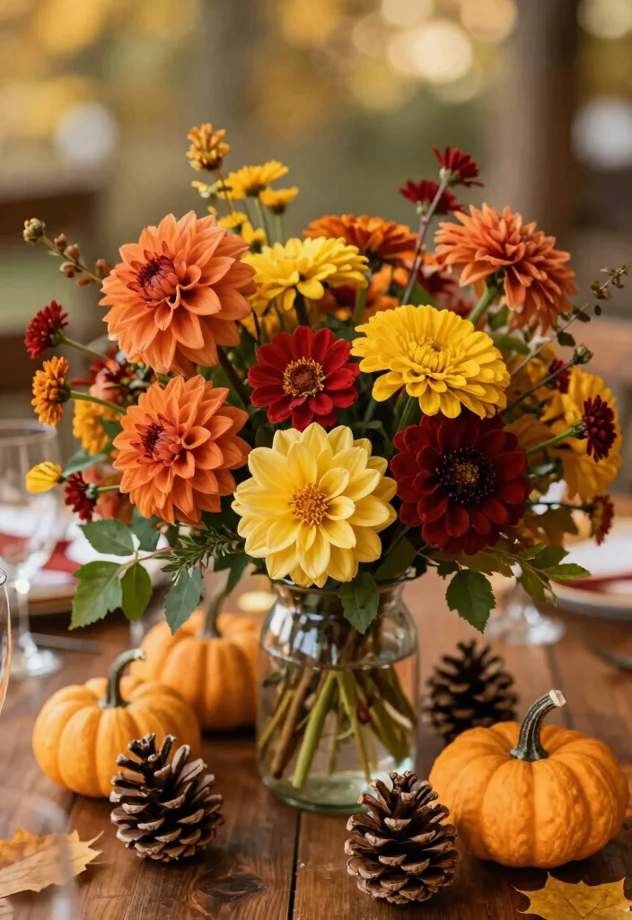 18 Fall Wedding Table Decorations Ideas With Autumn Warmth - 2. Autumn Centerpieces with Seasonal Blooms 1