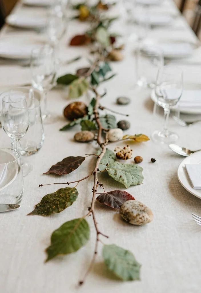 18 Fall Wedding Table Decorations Ideas With Autumn Warmth - 9. Foraged Table Decor Elements 1