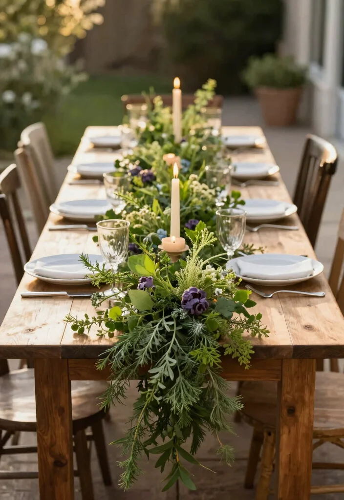 18 Farm Wedding Decorations Ideas With Rustic Charm - 10. Greenery Table Runners 1
