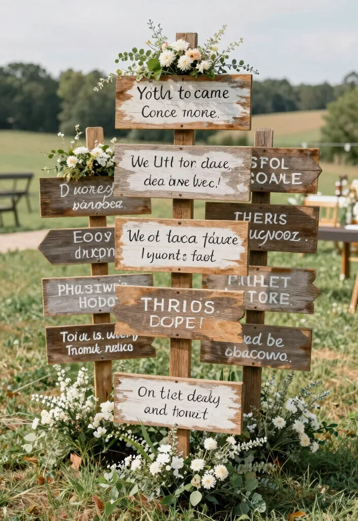 18 Farm Wedding Decorations Ideas With Rustic Charm - 4. Rustic Signage 1
