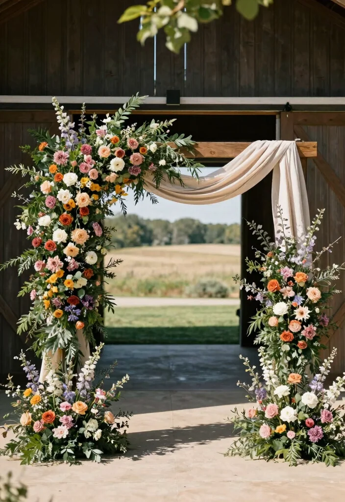 18 Farm Wedding Decorations Ideas With Rustic Charm - 7. Floral Arches 1