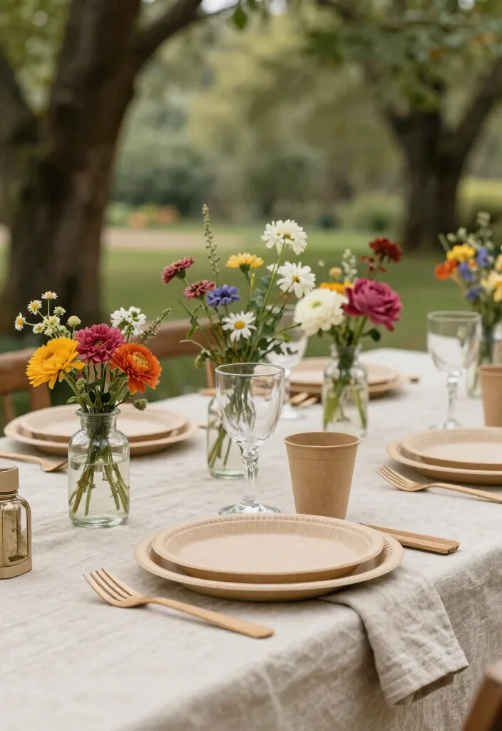 18 Farm Wedding Decorations Ideas With Rustic Charm - 9. Eco-Friendly Tableware 1