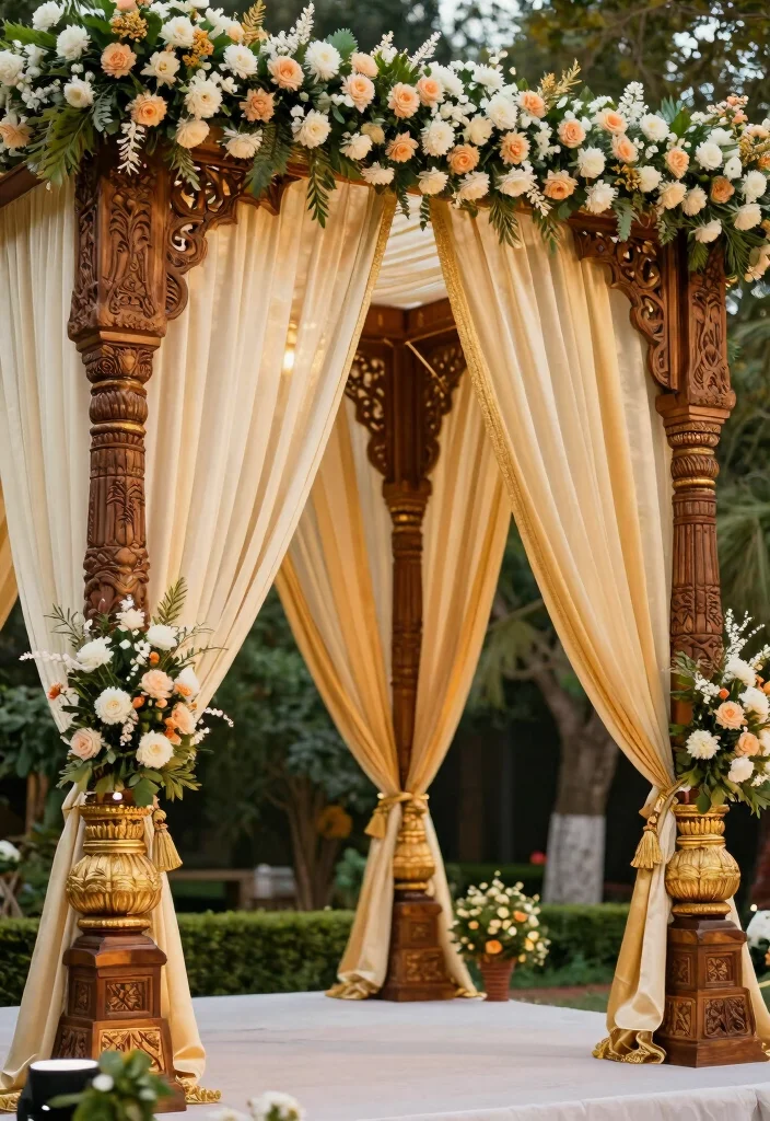 18 Indian Wedding Backdrop Decorations Ideas With Royal Detail - 3. Ornate Mandap 1