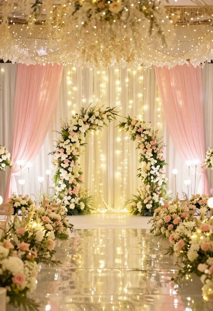 18 Indian Wedding Backdrop Decorations Ideas With Royal Detail - 5. Glittering Fairy Lights 1