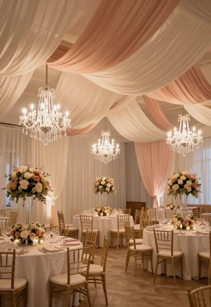 18 Luxury Wedding Backdrop Ideas That Feel Ultra Glam - 3. Luxe Drapery and Chandeliers 1