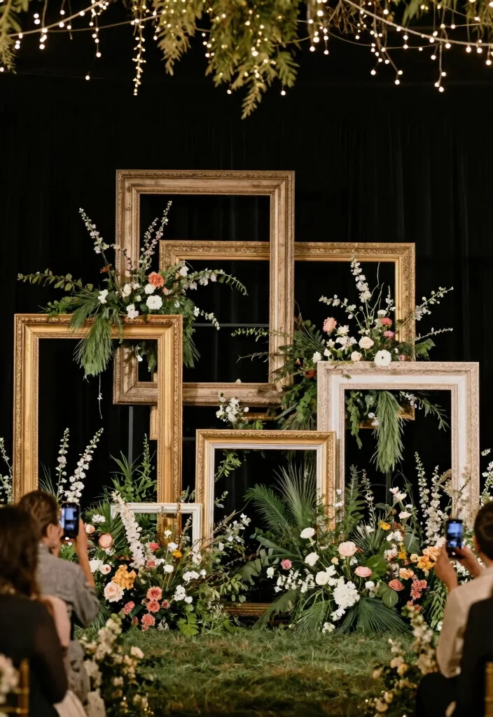 18 Luxury Wedding Backdrop Ideas That Feel Ultra Glam - 6. Timeless Vintage Frames 1