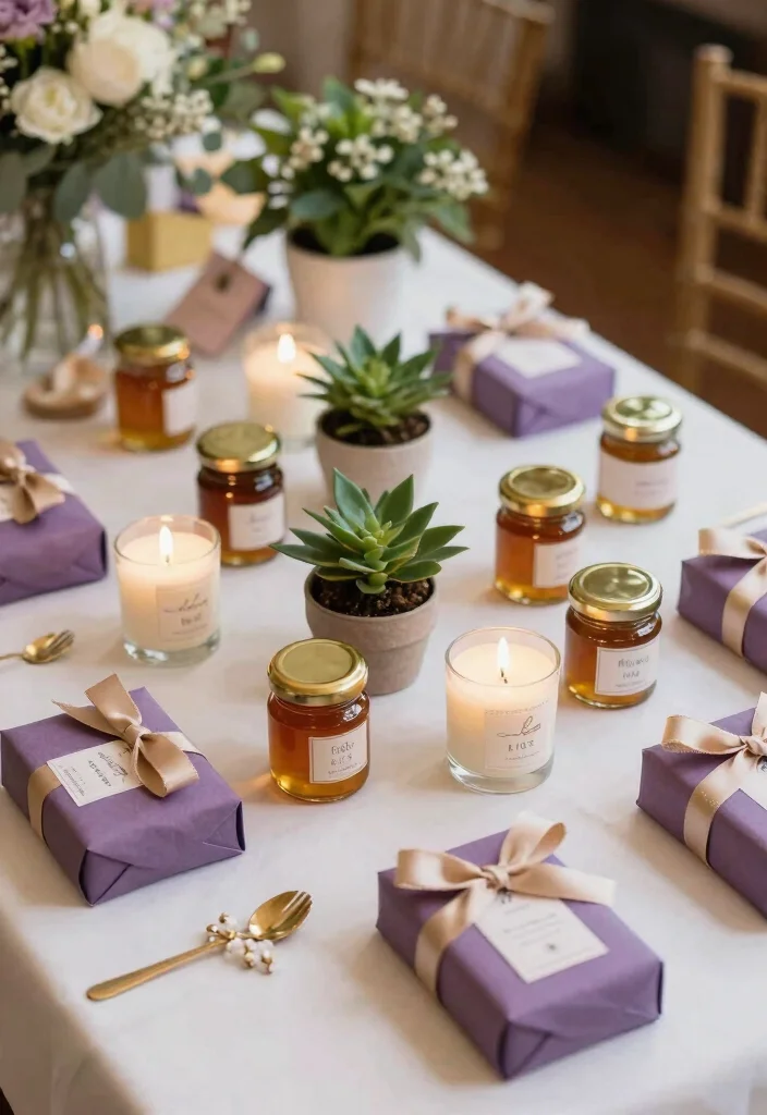 18 Purple and Gold Wedding Decorations Ideas With Regal Glam - 10. Unique Wedding Favors 1