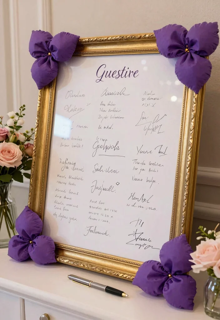 18 Purple and Gold Wedding Decorations Ideas With Regal Glam - 14. Unique Guestbook Ideas 1