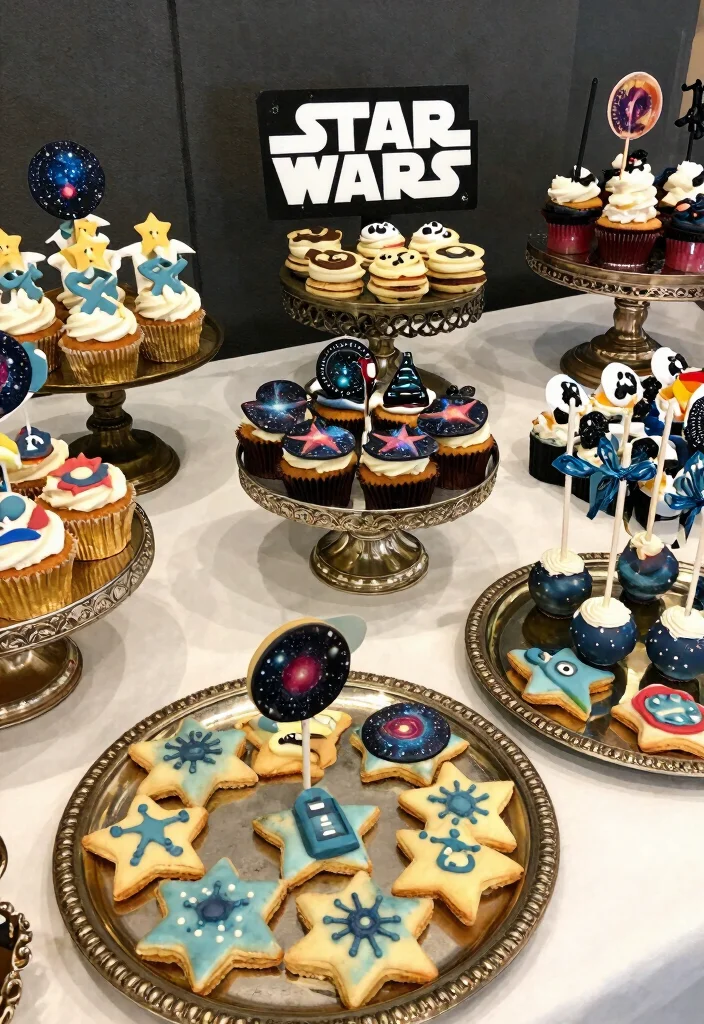 18 Star Wars Wedding Decorations Ideas Fans Will Love - 16. Star Wars Dessert Table 1