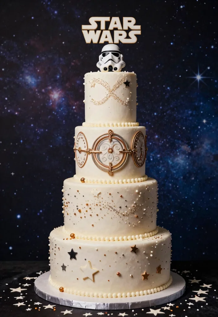 18 Star Wars Wedding Decorations Ideas Fans Will Love - 3. Galactic Cake Topper 1