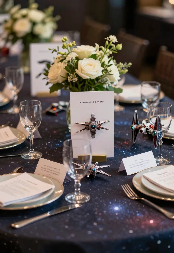 18 Star Wars Wedding Decorations Ideas Fans Will Love - 6. Starship Table Numbers 1