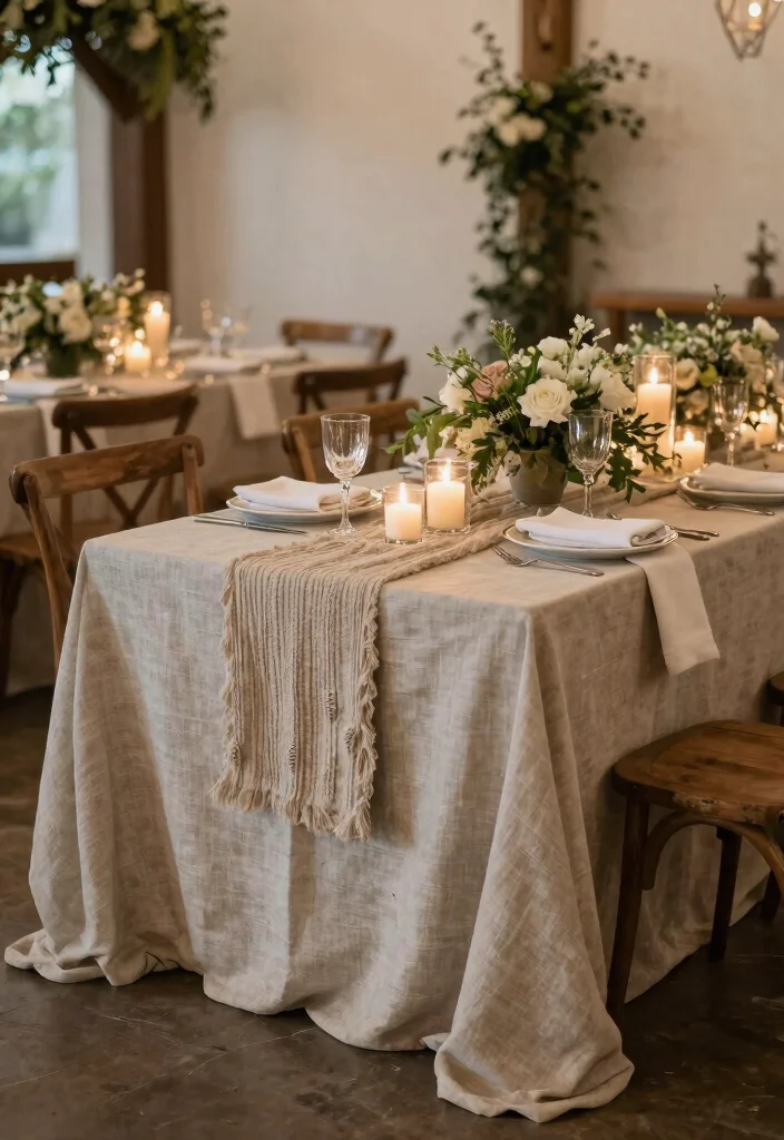 18 Wedding Decorations Ideas That Look Perfect For 2026 - 4. Natural Fabric Table Linens 1