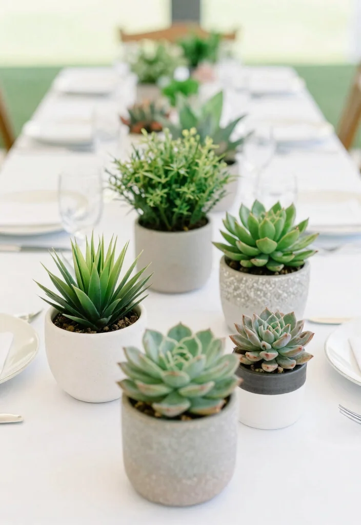 18 Wedding Flower Arrangements Table Ideas With Lush Blooms - 11. Reusable Potted Plants 1