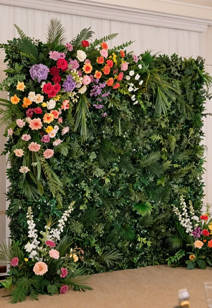 18 Wedding Flower Arrangements Table Ideas With Lush Blooms - 15. Floral Wall Backdrops 1